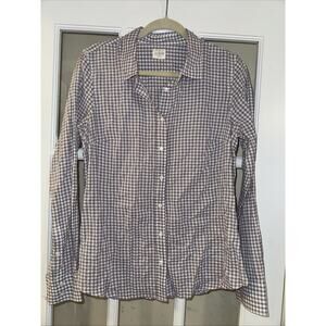 J. Crew The Perfect Shirt Women Medium Gingham Blue White Button-Up Check